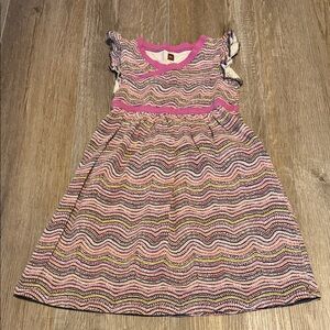 Girls tea Purple/Pink Multicolor Wave-Print Dress
